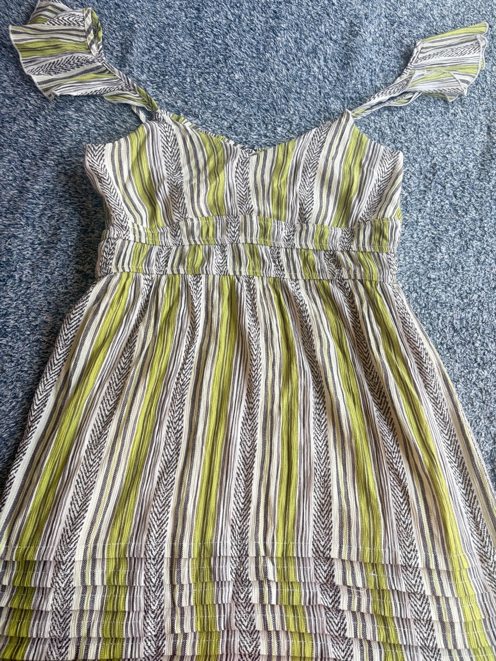 Max+Ash Striped Maxi Dress in Green and White with Ruffle Straps - Picture 12 of 12